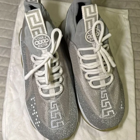 Versace | Shoes | Versace Gray And White Sneakers With Suede  display picture 2